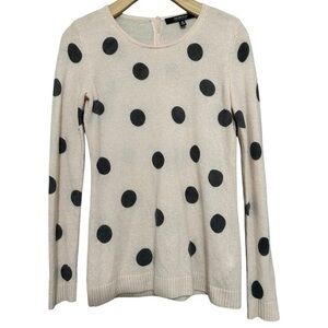 Saks 5th Avenue Women’s S Pale Pink Grey Polka Dot Tissue Cashmere Knit Sweater